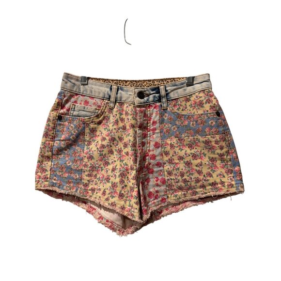FARM Rio Floral Jean Shorts - Blue, Yellow, Red - Picture 3 of 9